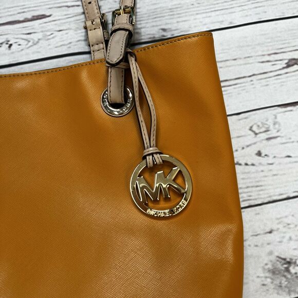 Michael Kors Mustard Yellow Saffiano Leather Tote Shoulder Bag - Picture 3 of 10